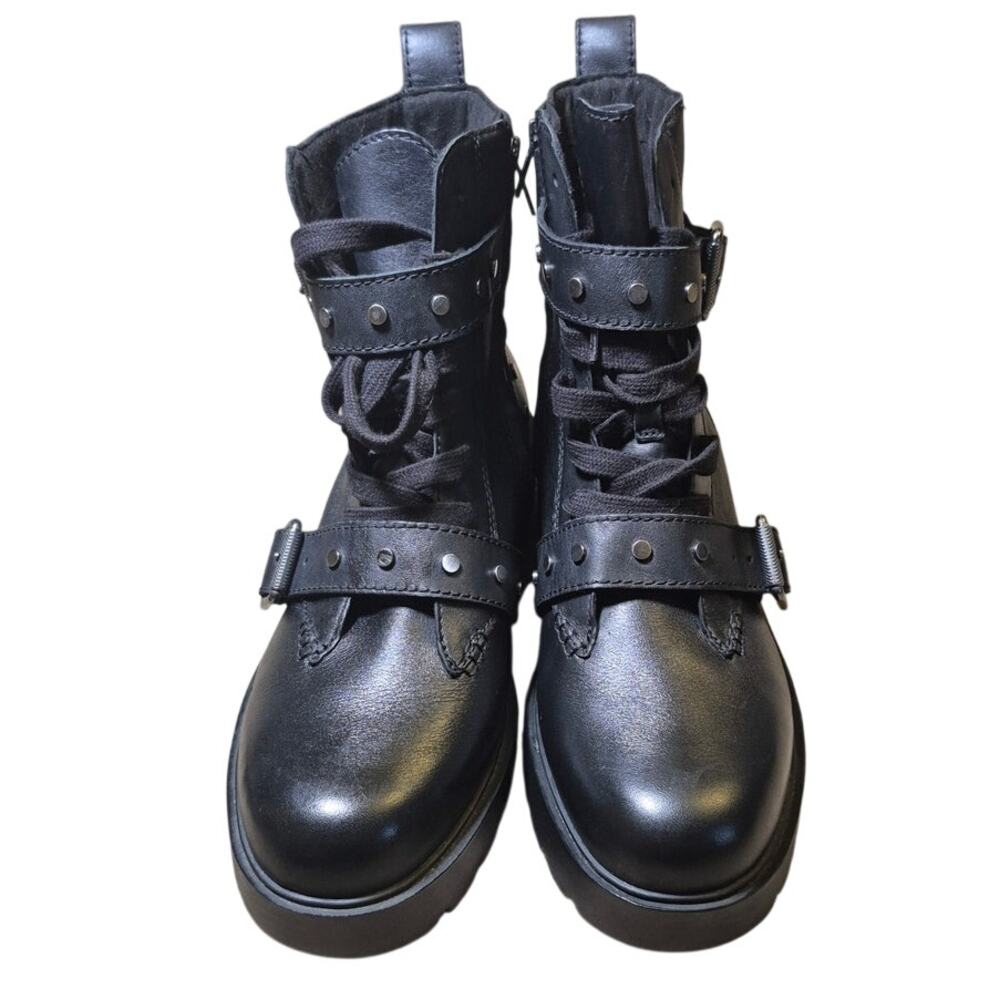 UGG Australia Zorrah Studs Black Leather Bucket Strap Boots Size 12